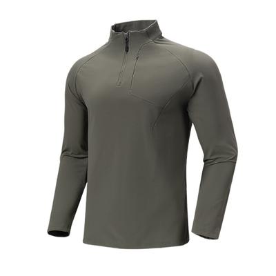 Męska bluza polarowa z długim rękawem zapinana na zamek ze stójką, casualowa koszulka bazowa z długim rękawem, wszechstronna bluza z okrągłym dekoltem, męski top