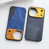 Denim Fabric Embossed Leather Case For iPhone 17 Pro Max Metal Camera Protector Precise Hole Protection Contrast Color Cover