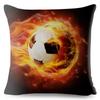 Fiery Soccer Ball Throw Pillow Covers, Flame Football Grass Field Print Cushion Cases, Sports Fan Decor For Bedroom Living Room
