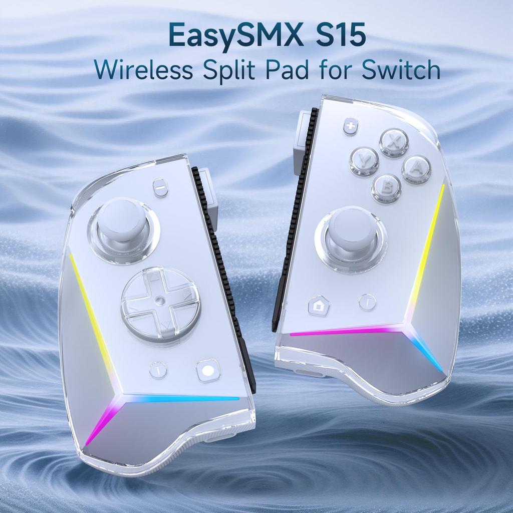 EasySMX S15 Mechanical Controller: Switch-Compatible with Hall Effect Sensors, 4 Back Buttons, and NFC.