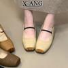 Sheepskin version inner height-increasing women's shoes Mary Jane shoes new soft-soled one-pedal pig nose square head single shoes
