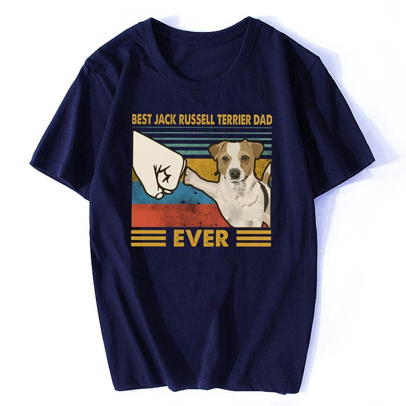 Retro Best Jack Russell Terrier Dad Ever T Shirt For Men Short Sleeve Dog Lover Summer T-shirt Soft Cotton Tee Merchandise Gift