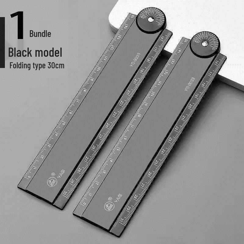 30cm Multifunctional Folding Ruler for Students: Straight Edge with Wavy Line Grid for Geometric Drawings