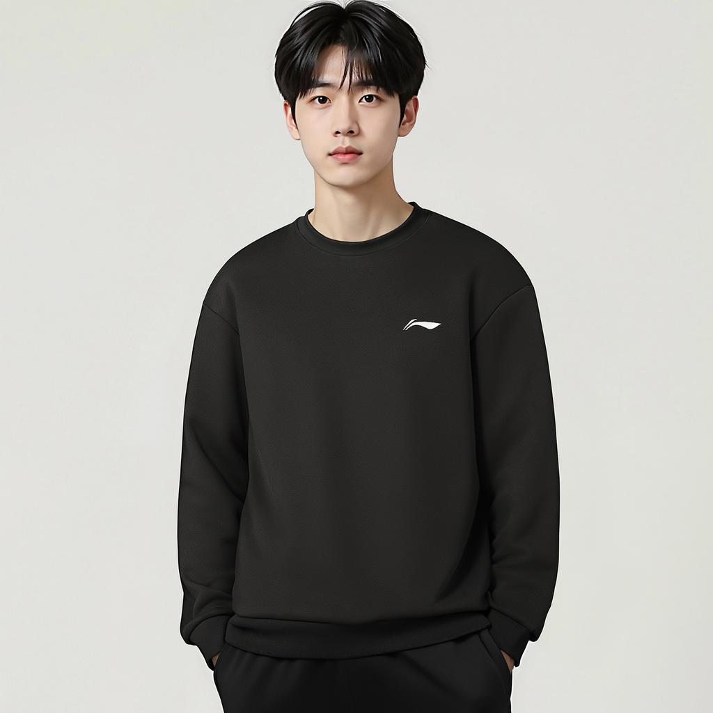 Li-Ning Casual Versatile Simple Round Neck Letter Print Loose Comfortable Sweatshirt Unisex sweatshirt AWDVG81-5