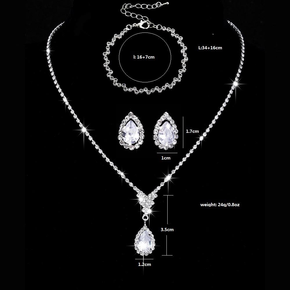 

Trinkets Wedding Claw Chain Rhinestones Zircon Angel Tears Necklace, Earrings Bridal Jewelry