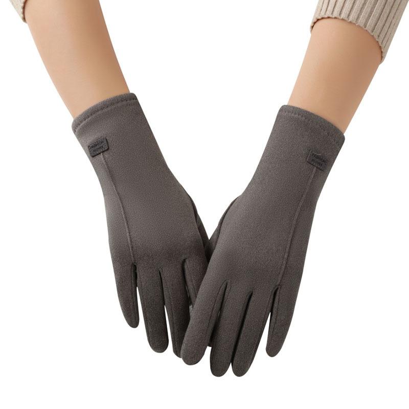 

Женские зимние теплые перчатки с чувствительными пальцами для сенсорного экрана, ветрозащитные перчатки с флисовой подкладкой one size серый
