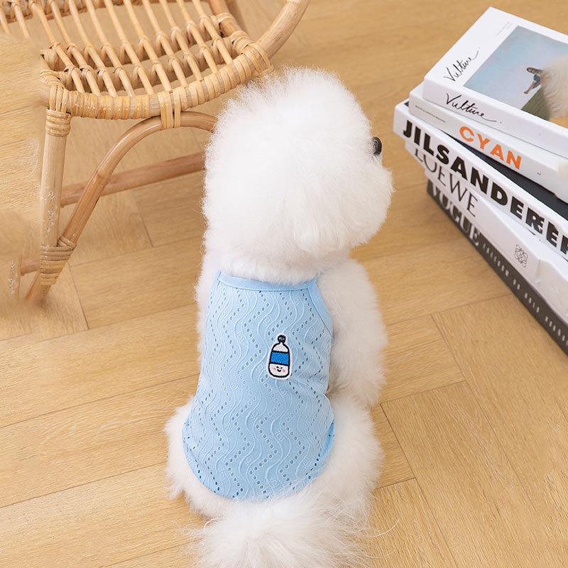 

Spring and summer thin puppy dog simple sticker sling mesh breathable cool vest teddy cat pet clothes XXL (recommended weight 15-10 kg) жовтий
