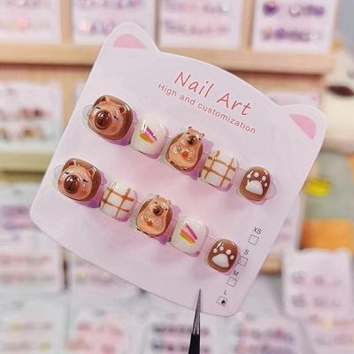 Kapibara Cute Cartoon Nail Art for Kids (Ages 3-12) - Handmade 2025 Style Wearable Nail Tips