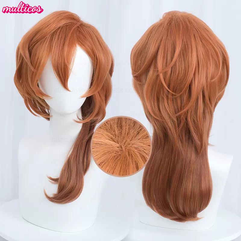 Hochwertige Anime Chuuya Nakahara Chuuya Cosplay Perücke 55cm Orange Farbverlauf Hitzebeständig Synthetisches Haar Party Perücken + Perückenkappe