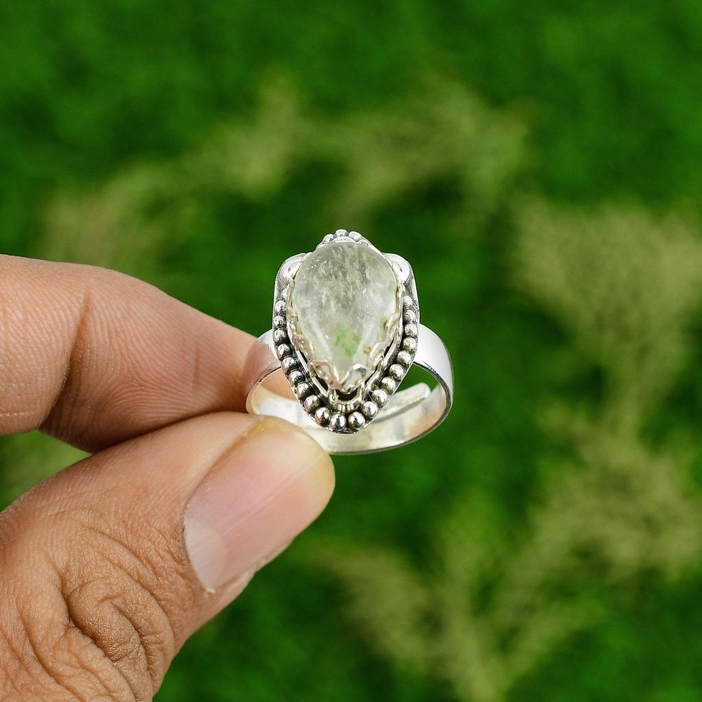 925 Sterling Silver Pear Natural Moonstone Bezel New Stackable Anniversary Ring