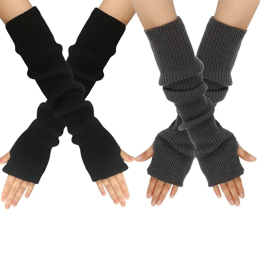 Knitted Arm Sleeve Gloves Solid Elbow Mitten Y2K Arm Cover Gloves  for Women Girls
