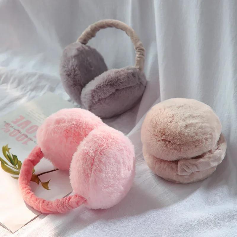 Soft Plush Ear Warmer Winter Warm Earmuffs for Women Men Fashion Solid Color Earflap Outdoor Cold Protection Ear-Muffs Ear Cover
