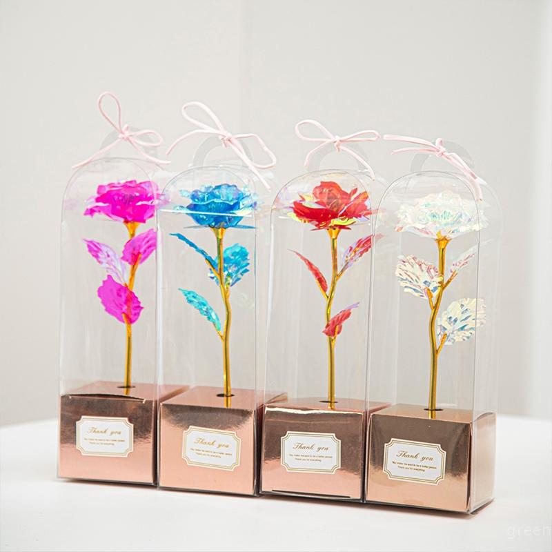 Golden Foil Rose Exquisite PVC Box Set Eternal Rose Flower Valentine's Day Surprise Gift Mother's Day Women's Day Gifts