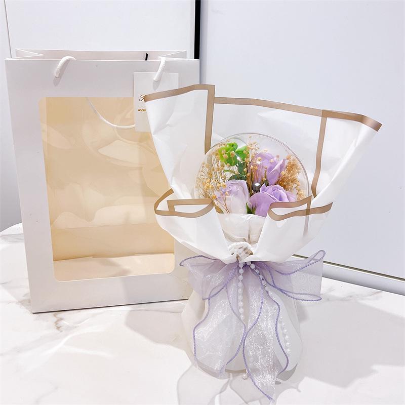 Cross-border Christmas Bobo Ball Soap Flower Gypsophila Dried Flower Spherical Bouquet Gift for Valentine’s Day