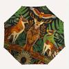 Nature's Harmony: Circular Art Print with Wildlife Motifs Umbrella, Cute Umbrella with Cute Design, Portable 3-Fold Compact Umbrella for Men & Women,
