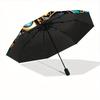 1pc StainedGlass Mandala Automatic Open/close Folding Compact Umbrella, 8-Rib Sturdy Canopy, Lightweight Portable, Everyday Use, Gift,124