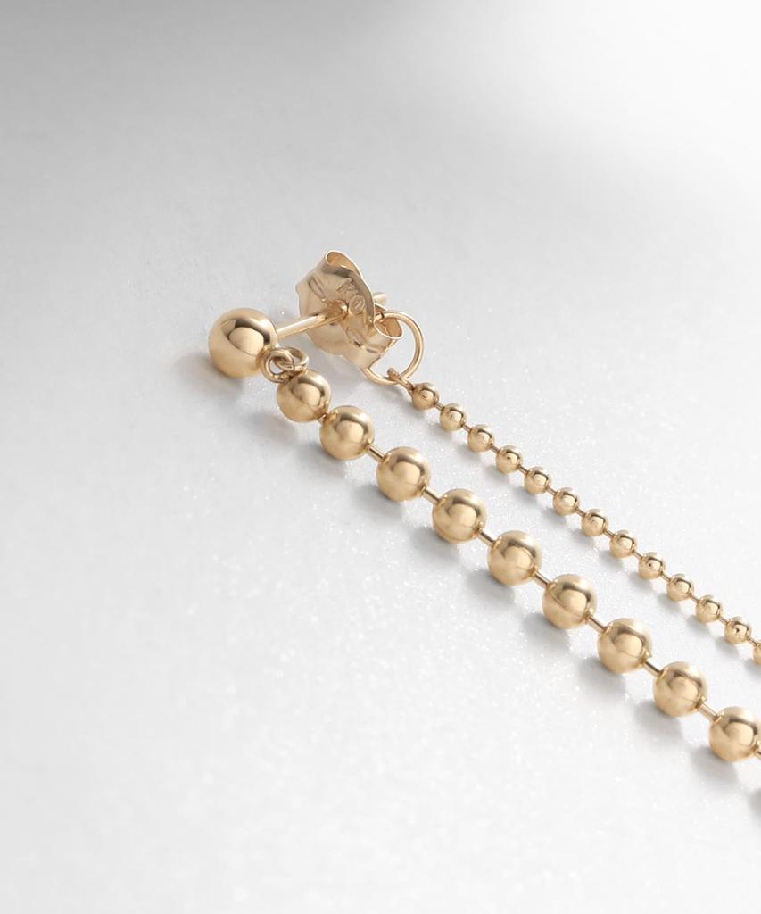 Earrings K10 Ball Chain Front and Back Stud Earrings 40576542 Yellow Gold 00 [Kokoshnik] Women's (100)