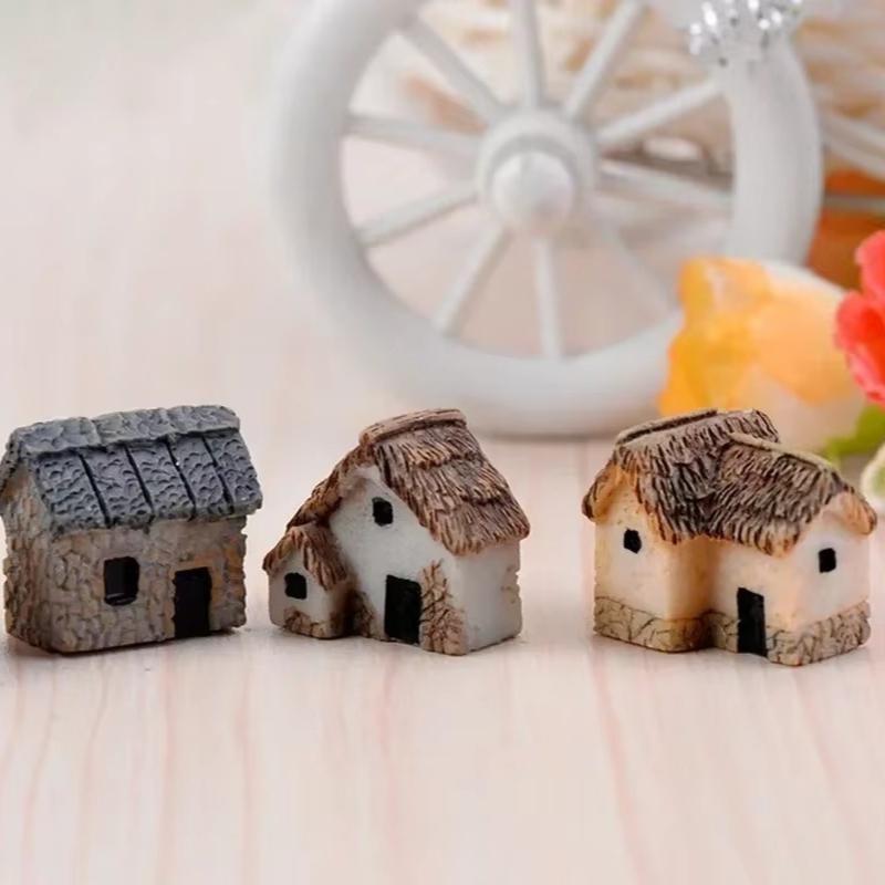4Pcs House Miniature Figurine Fairy Garden Accessory Home Decoration Cartoon Animal Building Statue Resin Craft Doll Car 2025