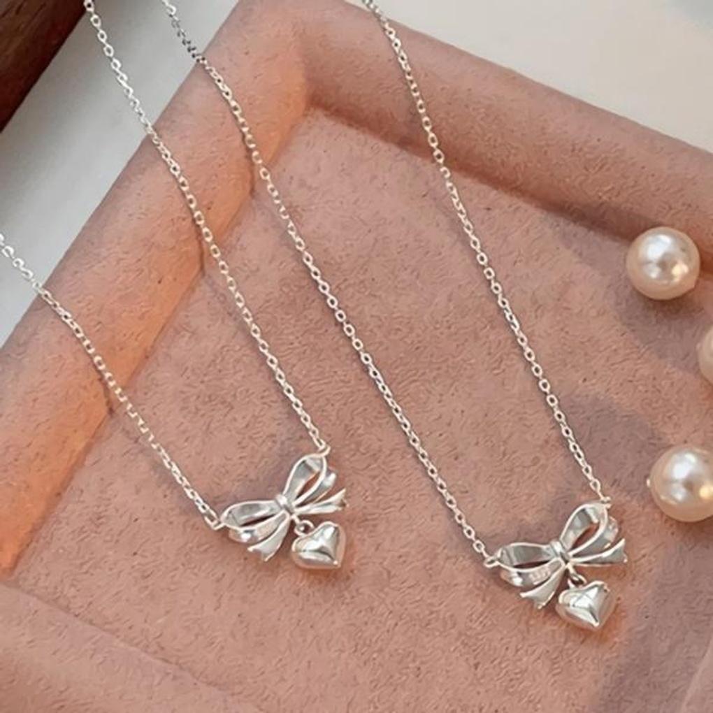 Women's Accessories Sari Heart Ribbon Sweet Necklace