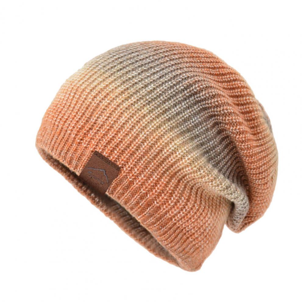 Women Winter Knitted Hat Thickened Tie Dye Gradient Rainbow Color Warm Anti Slip Windproof High Elasticity Ear Outdoo