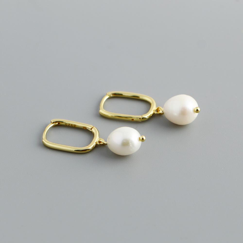 Fashion Jewelry 925 Sterling Silver Pearl Drop U-shape Hoop Earrings Dainty Trendy Earring Jewelry Party Gift for Women