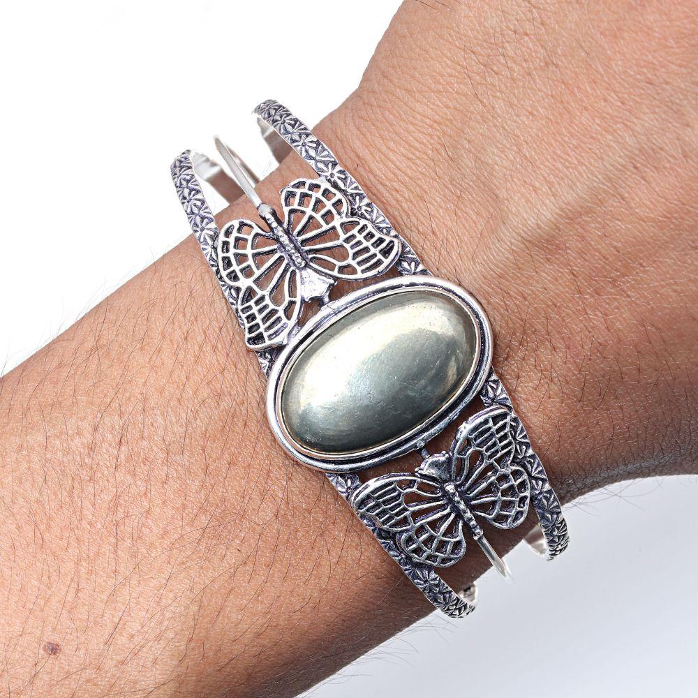 Apache Gold Gemstone Handmade Jewelry Cuff Bracelets 7''Adjustable