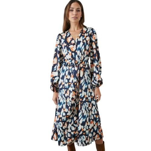 Principles Womens/Ladies Abstract Satin Button Through Midi Dress