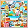 50 Cartoon City Landmark Stickers for Phone Cases & Laptops - Travel Scenery & Cute Outdoor Designs