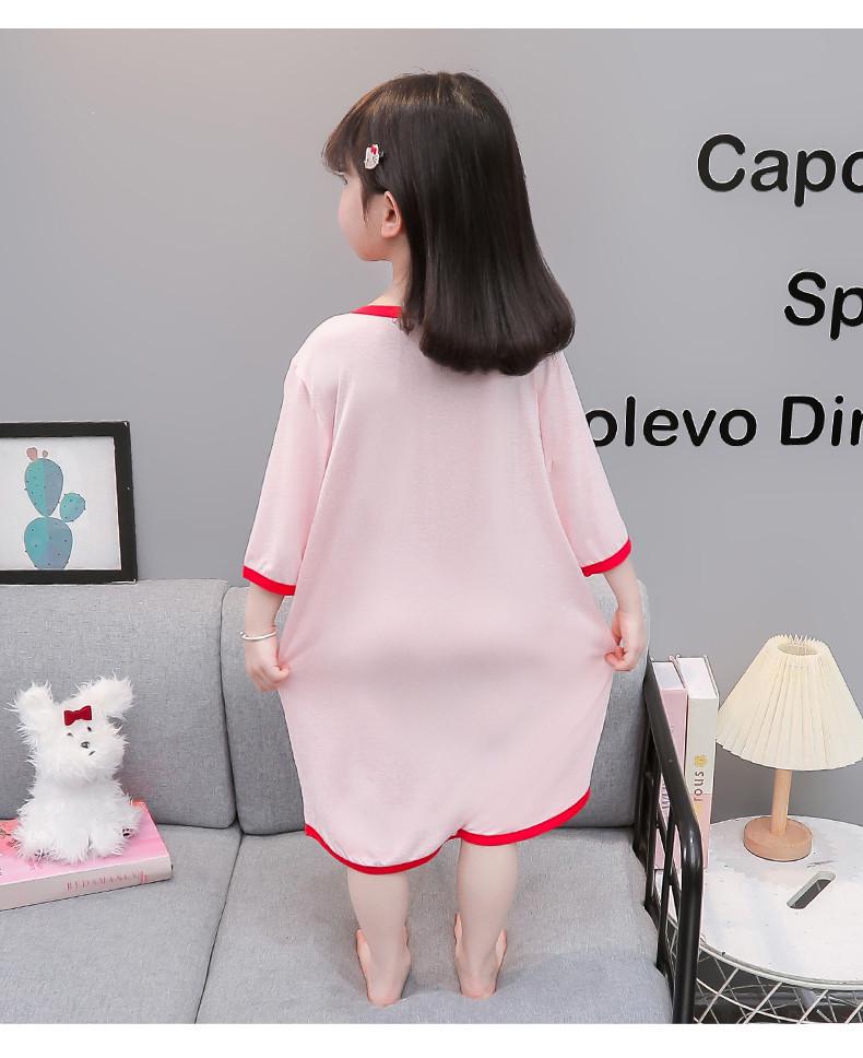 Girls' Cartoon Short Sleeve Summer Nightgown - Children's Sleepwear