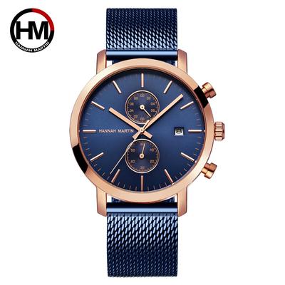 Multifunction Chronograph Mesh Band Waterproof Men Big Dial Top Brand Luxury Watch Men Fashion Watches