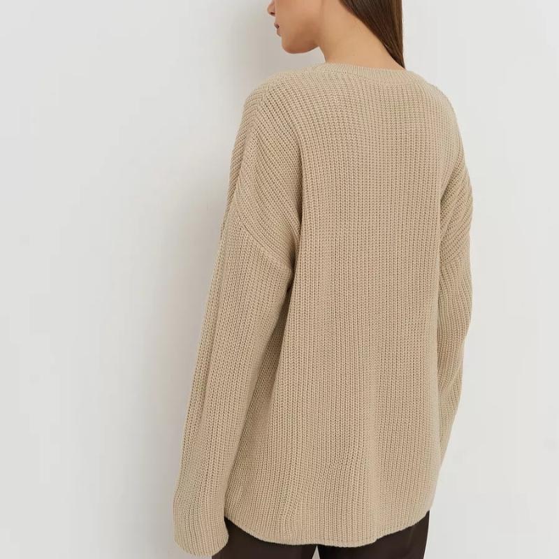 European and American autumn and winter round neck loose long sleeved basic casual fashion women's knitted sweater