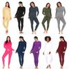 Thermal Underwear Women Long Sleeve Crewneck Slim Top and Bottom Pants Set Winter Autumn Seamless Warm Intimates Pajamas