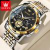 OLEVS 2856 Men's Quartz Watches Skeleton Flywheel Chronograph Classic Fashion TOP Brand Watch for Men Moon Phase Waterproof