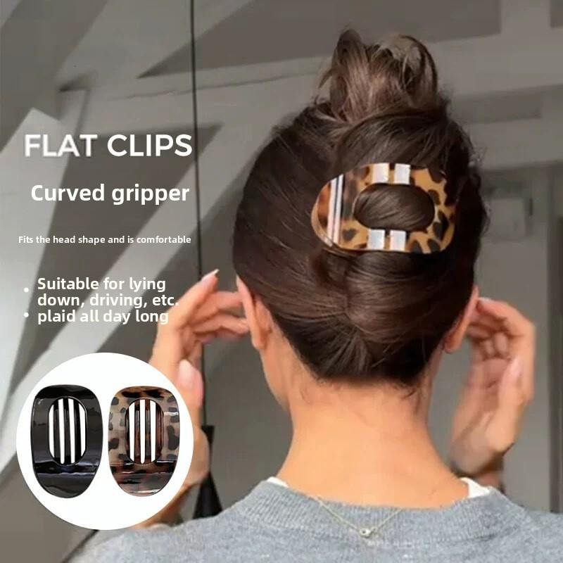Fashionable Leopard Matte Curved Flat Acrylic Hair Claw Clip - Durable and Stylish Accessory for All Hair Types