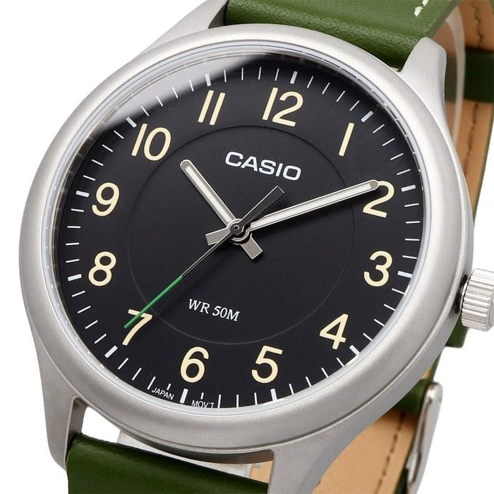 Casio Standard Quartz Men's Watch MTP-B160L-1B1V Black Dial Green Leather Band