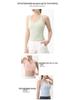 Women's Ribbed Quick-Dry Racerback Sports Tank with Padded Cups for Running and Yoga