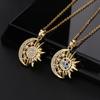 Stainless Steel Micro Paved Sun Moon Pendant Necklace Fashion Light Luxury Cubic Zircon Collar Chain for Women Wedding Jewelry
