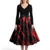 Women's Casual And Fashionable V-neck Long-sleeved Halloween Printed Dress