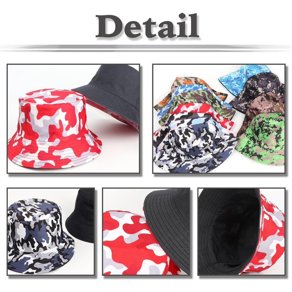 Bucket Camouflage CZ528 [White Fang] Hut, Muster, Digital, Wendbar, Stilvoll, Reise, Herren, Damen, (rot)