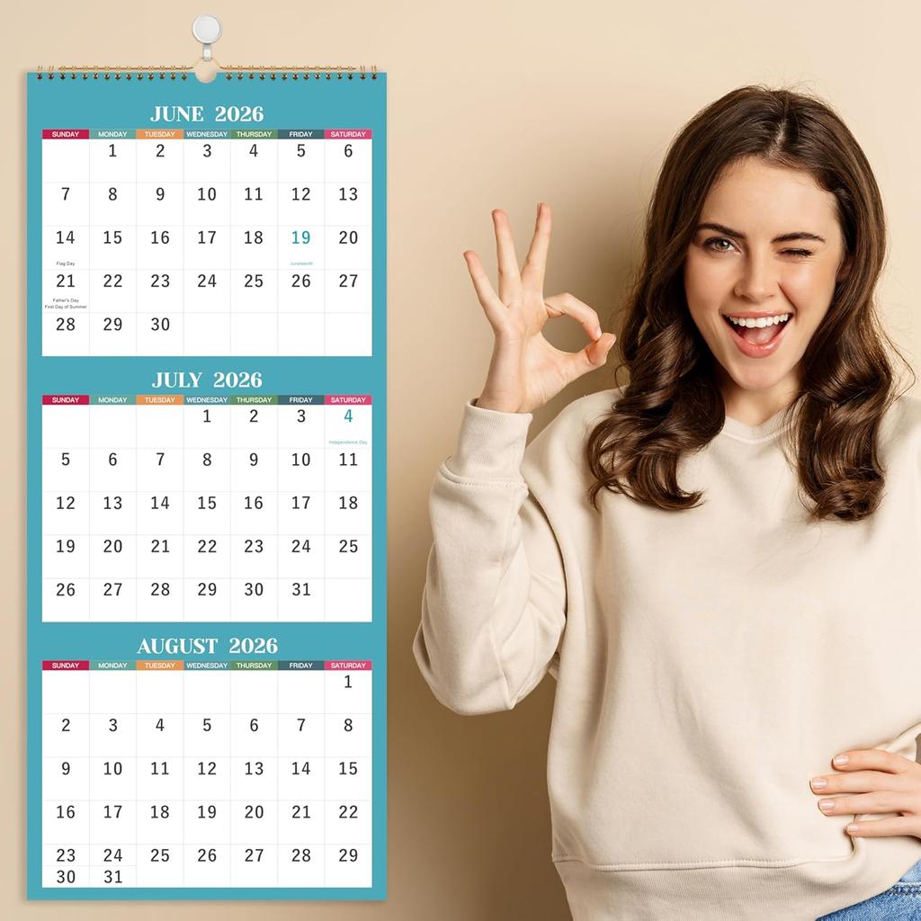 2026 Wall Calendar - 3 Month Wall Calendar 2026, Jan 2026 - Dec 2026, 11.25" X 26", 3 Month Calendar 2026, 3 Month Vertical Calendar with Thick Paper