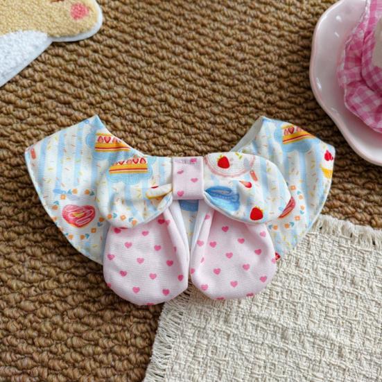 Jahodový dort Kočičí bryndáček Nastavitelný pásek se zapínáním Pruhovaná psí bandana Bryndák Roztomilý bryndáček na narozeninovou oslavu pro kočky Malé střední psy