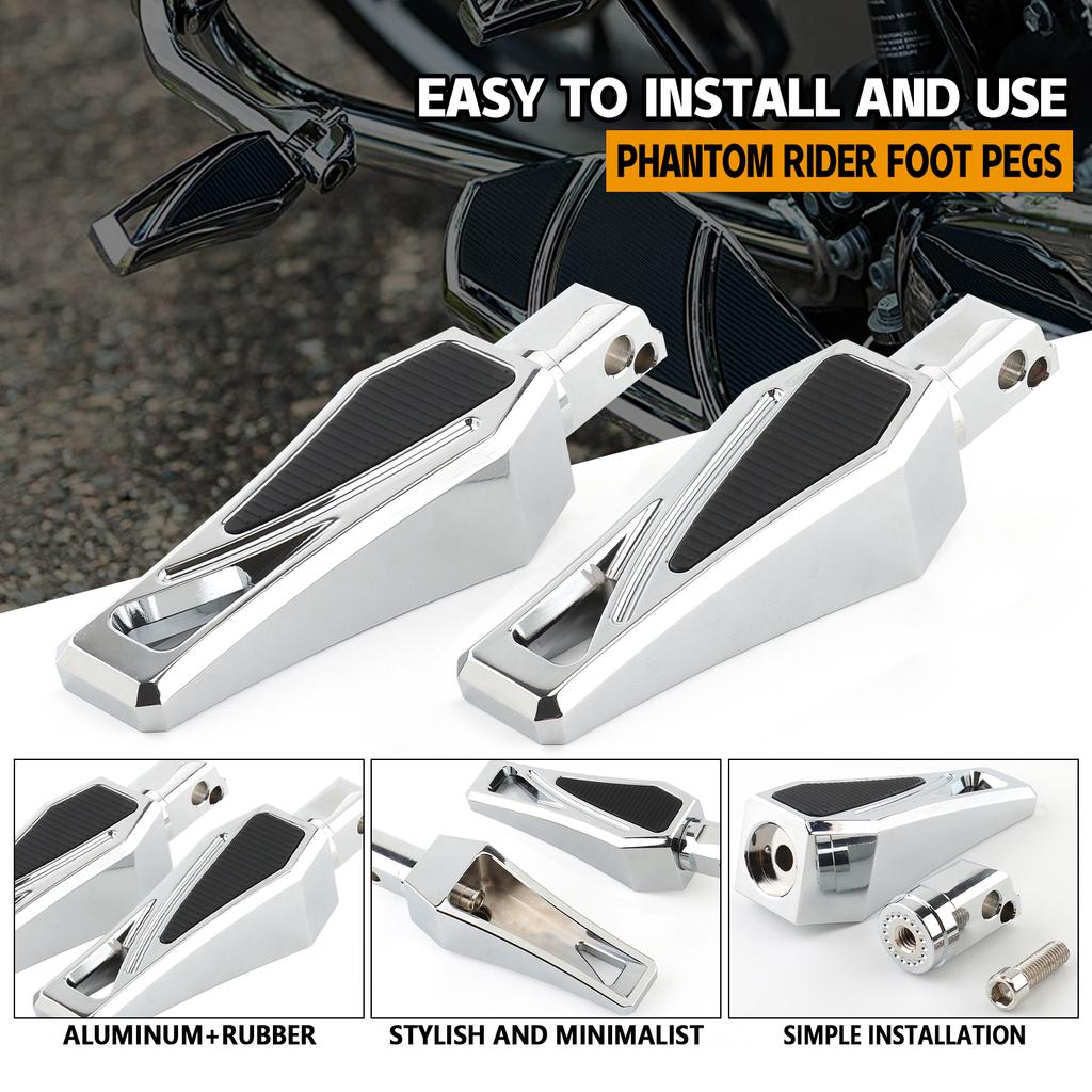 Phantom Foot Pegs Footrest Front Rear Pedals for Harley Softail 2018-2023 Fat Boy Street Bob Low Rider Breakout Slim Deluxe