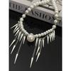 Tooxika Luxury Niche Design Pearl Splicing Rivets Tassel Necklace Versatile Fashion Collarbone Chain