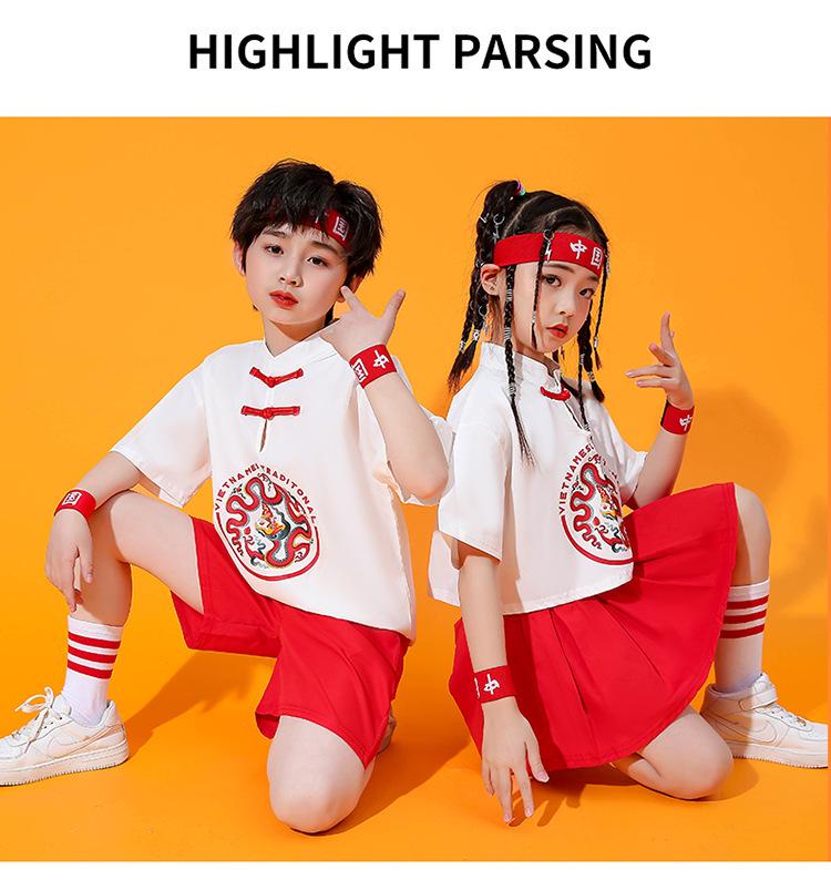 Ethnische Hanfu-Sommergarnitur für Jungen - Chinesischer Stil Schulchor & Abschlussuniform