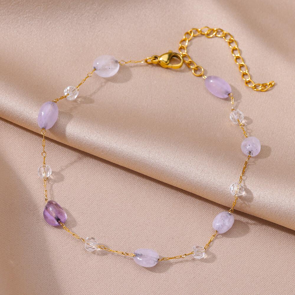 Anklets for Women Stainless Steel Stone Beaded Chain Anklet Summer Beach Accessories Boho Leg Bracelets Zircon Tobilleras Mujer
