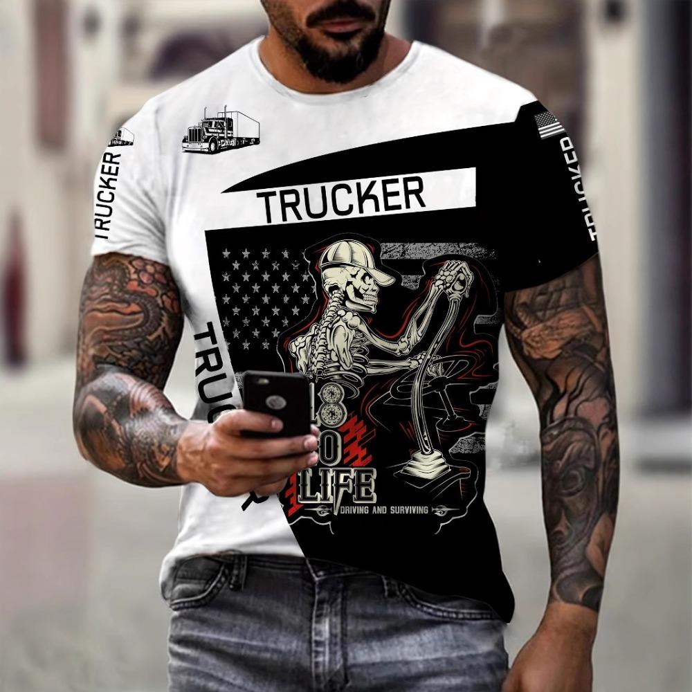 Retro and Quirky Series 3D Digital Printed Men's Casual and Fashionable Round Neck Short Sleeved T-shirt