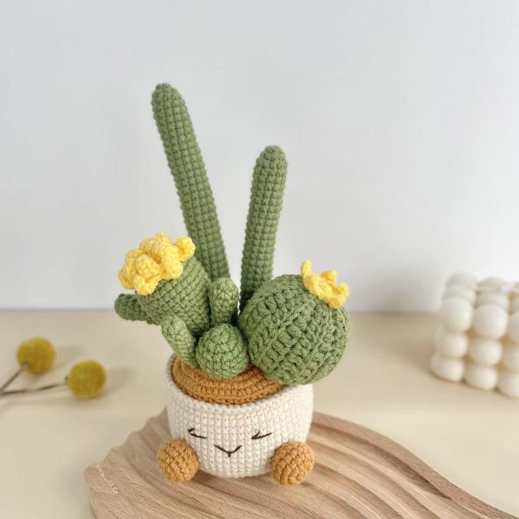 Kawaii Kaktus Häkeln Topfpflanze Kreative Gestrickte Pflanzen Handgewebt Erdbeerblüten Tische Bücherregal Dekorationen Geschenke