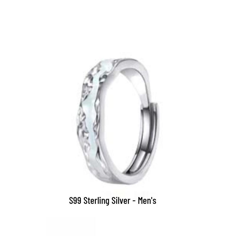 Sterling Silver Aurora Luminous Couple Rings for Men and Women Pair Enamel