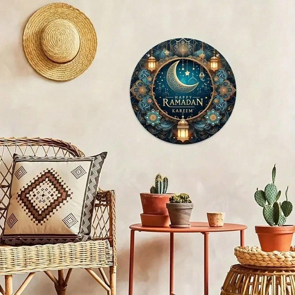 Ramadan Kareem Car Hanging Ornament Islamic Moon Decoration Tinplate Art Flexible Festive Gift