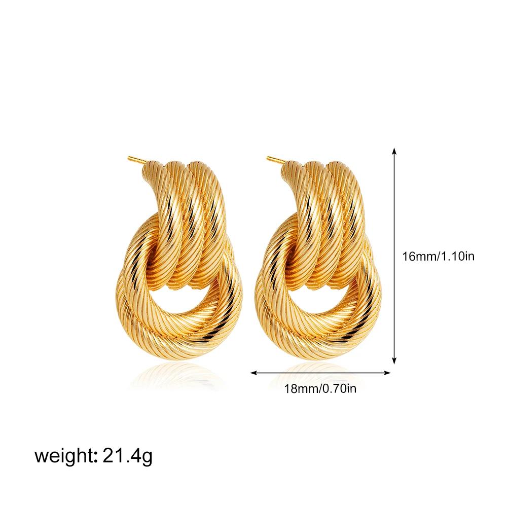 Fashion Multilayer Twist Circle Stud Earring for Women Stainless Steel Gold Silver Mix Color Round Earring Vintage Jewelry Gift
